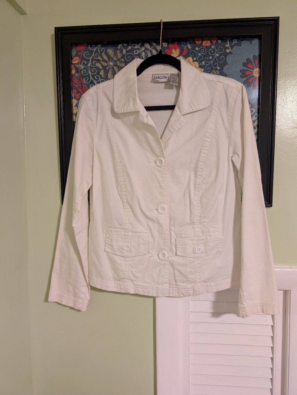 Chico's Cream Button-Front Blazer Jacket